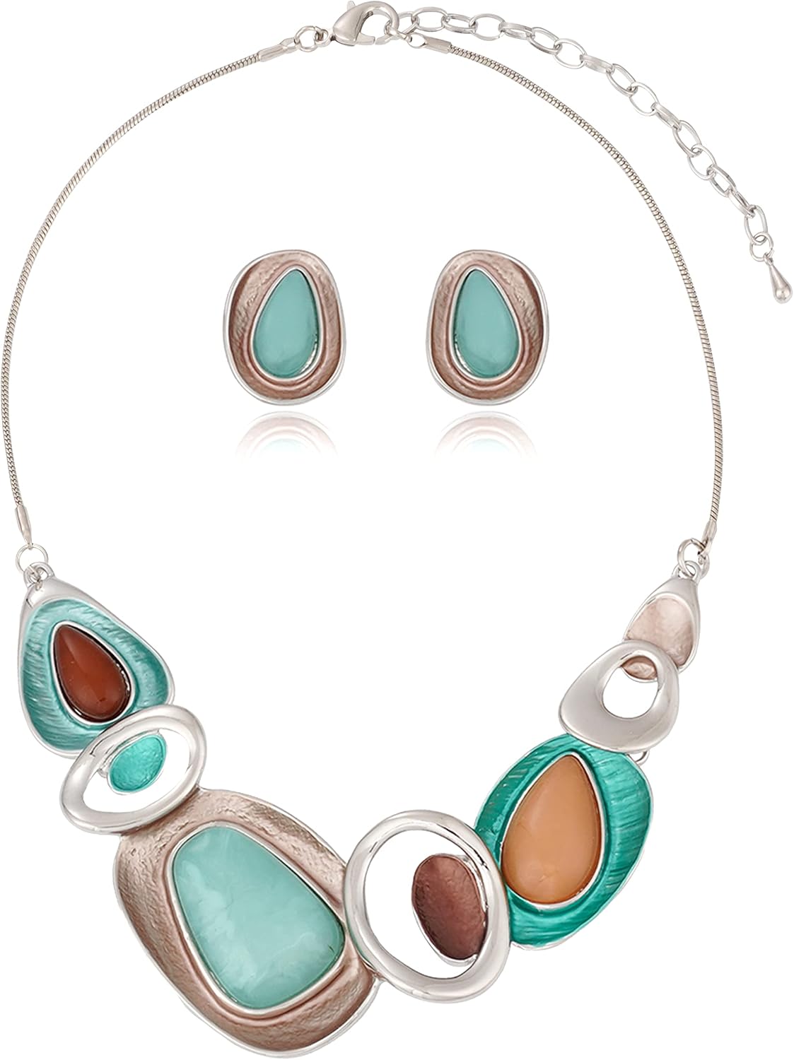 Blue Leaf Motif Jewellery Set - Image 9
