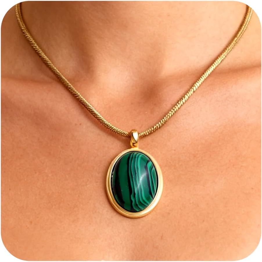 Gold Tone Oval Stone Necklace - Image 17