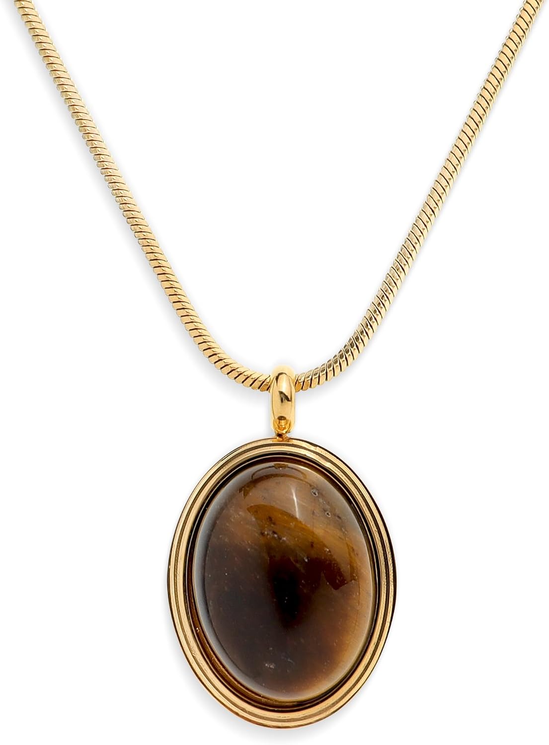 Gold Tone Oval Stone Necklace