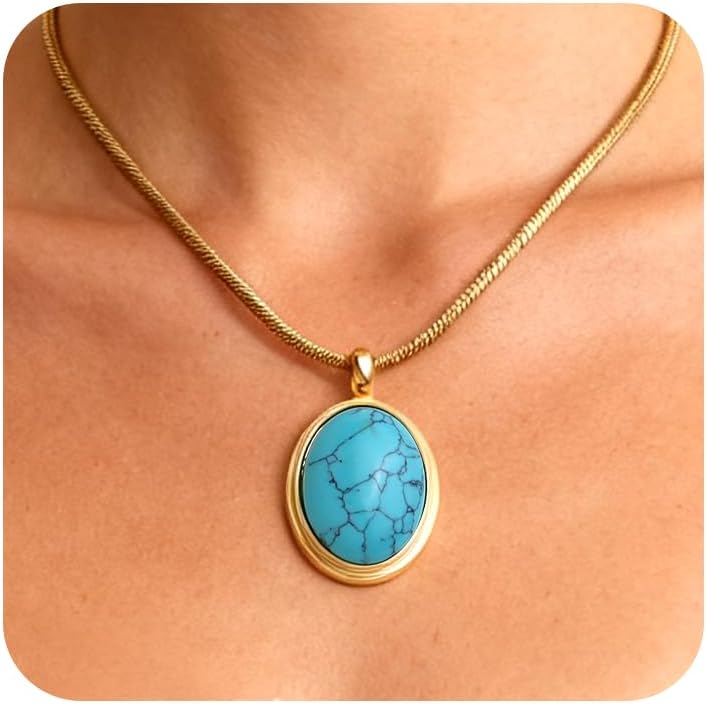 Gold Tone Oval Stone Necklace - Image 15