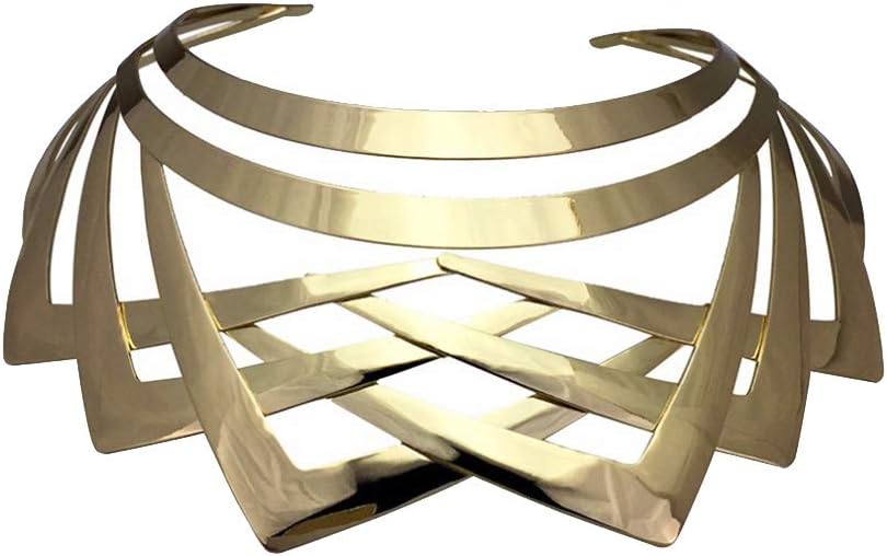 Gold Finish Layered Choker Necklace